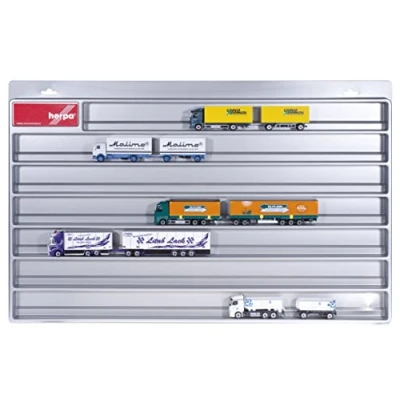 Image of Herpa 029728 Presentation of a trailer train, truck, model car and an airplane with love for detail, silver