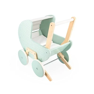 Image of Janod Zen FSC Wood Pram Pretend Play Toy Doll Includes a Pillow and Blanket 18 Months +, J05900