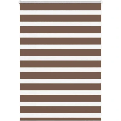 Image of vidaXL Zebra Blind Brown 110x100 cm Fabric Width 105.9 Polyester