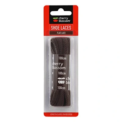 Image of Cherry Blossom Footwear Flat Lace Shoelaces, Brown, 100cm