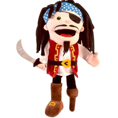 Image of Fiesta Crafts Pirate Hand Puppet for Kids Soft &amp; Interactive Toy with Moving Mouth Arms Role Play, Creativity Sensory Skills Gift Toys 3 9 Year Old Boys Girls…