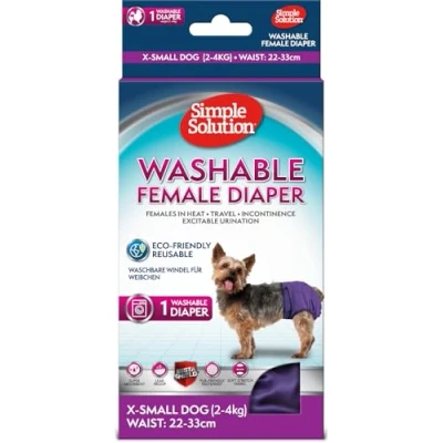 Image of Simple Solution Washable Re usable Female Dog Diapers, Absorbent with Leak Proof Fit for Excitable Urination, females in heat or Incontinence 1 x XS Diaper