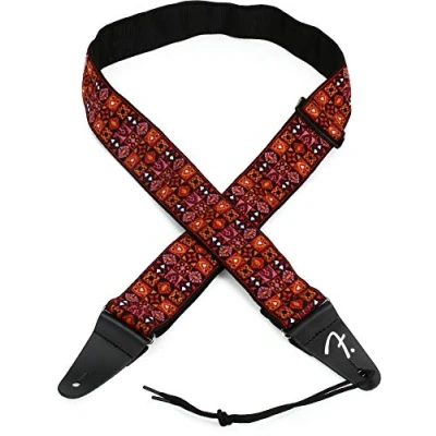 Image of Fender® Festival Guitar Strap Vintage Inspired Woven Red Mosaic Design, 0990638009