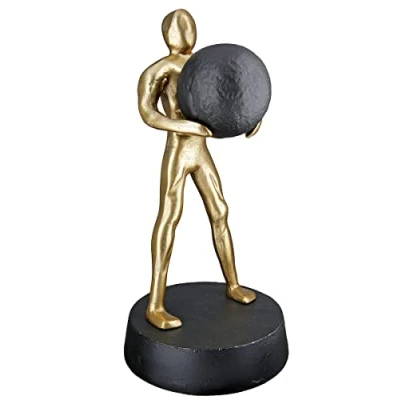 Image of GILDE Decorative Figure Sculpture Strong Stark XL Modern Art and Decoration Made of Resin Colour: Gold Height 35.5 cm