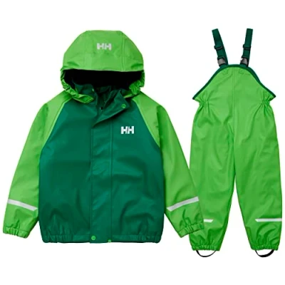 Image of Helly Hansen Boy&#039;s K Bergen Fleece Pu Rainset 2.0 Pants, Clover, 7 Years UK