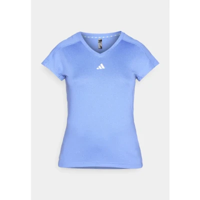 Image of adidas Women&#039;s AEROREADY Train Essentials Minimal Branding V Neck Tee, Blue Fusion, S