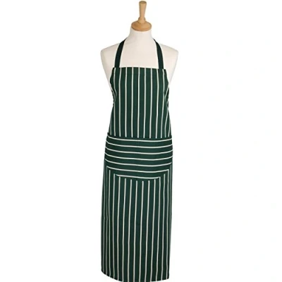 Image of Dexam Rushbrookes Classic Butchers Stripe Adult Apron Long Green