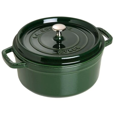 Image of STAUB 1003977 Cast Iron Roaster/Cocotte, Round, 26 cm, 5 L, Basil/Green