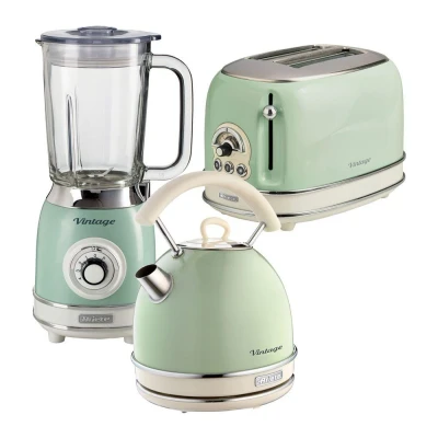 Image of ARIETE Vintage ARPK26 2 Slice Toaster, Traditional Kettle &amp; Blender Bundle Green