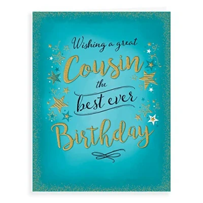 Image of Piccadilly Greetings Modern Birthday Card Cousin M 8 x 6 inches