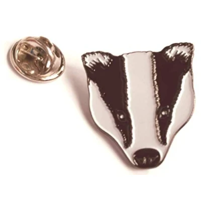 Image of Badger Head Metal Enamel Pin Badge Lapel Brooch Wildlife Countryside
