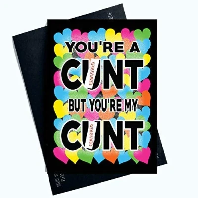 Image of Valentines Day Cards Funny Cunty Greeting C Word for Him Profanity Card Boyfriend Girlfriend Wife Husband Fiancé Fiancée LGBTQ LGBT Gifts Comedy PC737