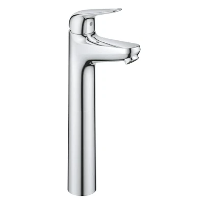 Image of GROHE Swift QuickFix Free Standing Smooth Body Basins Tap with Push Open Waste Set (XL Size 319mm, 28mm Ceramic Cartridge, Water Saving, Tails 3/8 Inch, Easy to Fit QuickTool), Chrome, 24331001