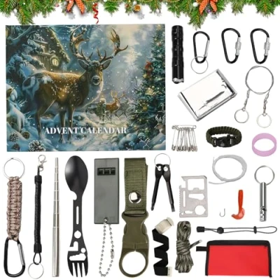 Image of 2024 Newest Survival &amp; Mechanics Advent Calendar for Men, Tools Calendar, Tool 2024, Adults Teenagers, Equipment (A)