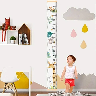 Image of Baby Growth Chart, FOVERN1 Handing Ruler Wall Decor for Kids, Canvas and Wood Removable Girls, Boys,Toddlers