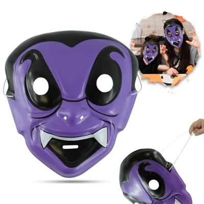 Image of HOVUK Elegant Dracula Mask, Halloween Costume Party Supplies, Vampire Craft, One Size Plastic Face Mask for Kids,