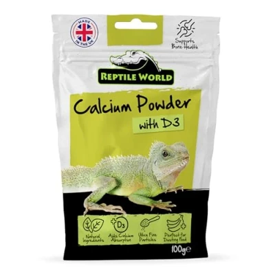 Image of Reptile World Calcium+D3, 100g Pouch for Tortoises and Bearded Dragon