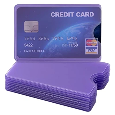 Image of kwmobile 10 Pieces Credit Card Sleeves Transparent ID Business Holder Identification Social Security Cards Protector Inserts Lavender