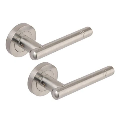 Image of Excel DH3629 Clipper Passage Door Handles on Round Rose, Satin Chrome