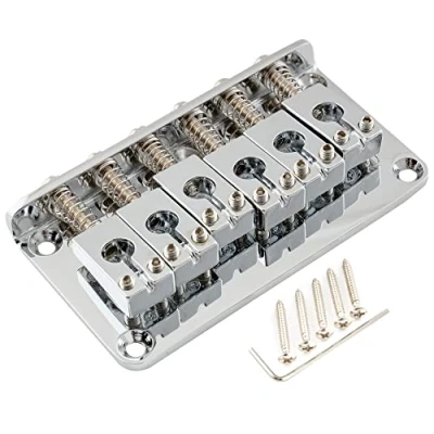 Image of Musiclily Pro 52.5mm(2 1/16 inch) Hardtail Fixed Bridge PRS Style Saddle Non Tremolo for Strat Tele Electric Guitar, Chrome