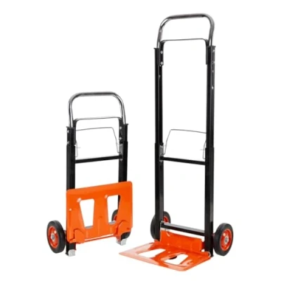 Image of BLACK+DECKER BXWT H305 Folding Sack Truck, Hand Trolley with 90 kg Load Capacity, Transport Trolley, 42.5 x 38.8 97.5 cm, for Moving, Housework and Shopping, Steel/Aluminium, Black/Orange