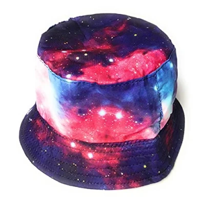 Image of Deep space universe print bucket style sun hat festival holiday travel hats
