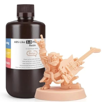 Image of ELEGOO Upgraded ABS Like Resin 3.0, 405nm UV Curing 3D Printer with Higher Precision and lower Shrinkage, Enhanced Strength Toughness Photopolymer for LCD Beige 1KG