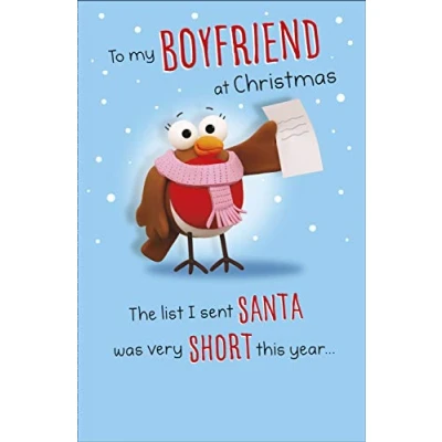 Image of Hanson White To My Boyfriend At Christmas Funny Greeting Card Humour Xmas Cards 616416