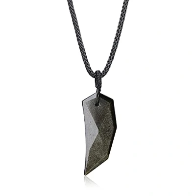 Image of COAI Spike Wolf Tooth Golden Obsidian Amulet Pendant Necklace