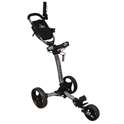 Image of Axglo TRILITE T3 Golf Manual Trolley, Adults Unisex, Silver/Black, One Size