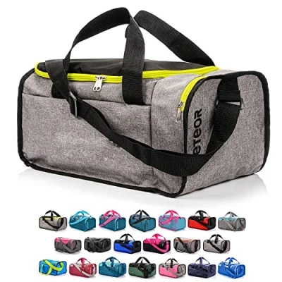 Image of Sports Bag Gym Holdall Men Women Duffel Shoulder Fitness Swimming Pool Travel Holiday Strap Cabin Luggage Weekender Overnight Camping Small 20L Large 40L (Neon Green/Grey Melange, 20 L)