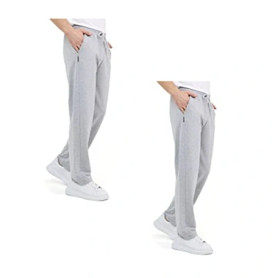 Image of COMEOR Men&#039;s Jogging Bottoms Cotton Sweatpants Long Sports Trousers Jogger Training Relaxing Trousers, 2 Pack Light Grey, S