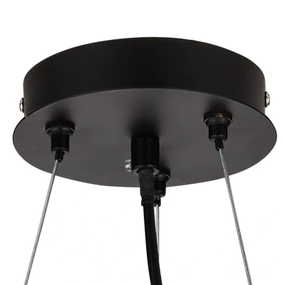 Image of Fringe 3 Light Round Pendant Matt Black Shade, Gold, E27