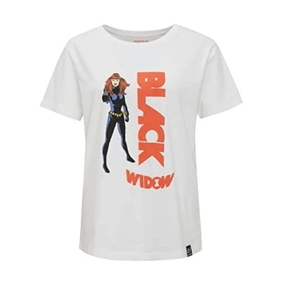 Image of Recovered Marvel Black Widow Graphic Print Ecru, Size: S Officially Licensed Vintage Style, Printed in UK, Ethically Sourced