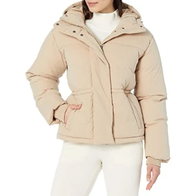 Image of Amazon Essentials Women&#039;s Short Waisted Puffer Jacket (Available in Plus Size), Tan, XXL