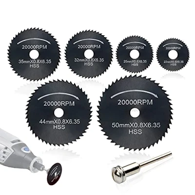 Image of 7Pcs HSS Rotary Tool Saw Blades, (Nitriding Steel) Mini Circular Blade Set, Wood Cutting Discs, Drill with (3.175mm) 1/8&quot; Extension Rod for Dremel Drills Tools by AniSqui