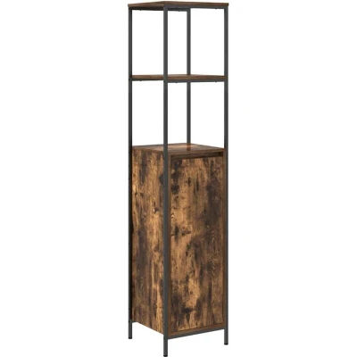 Image of vidaXL Bathroom Cabinet with Shelves Smoked Oak 36x35x165 cm