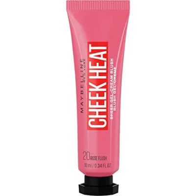 Image of Maybelline New York Cheek Heat Blush, Gel Formula, Water Based Colour Pigments, Glossy Finish, No. 20 Rose Flash