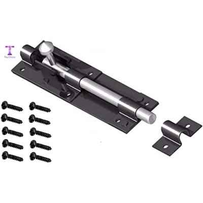 Image of PaulStore 6&quot; Tower Bolt Black Latch Catch For Large Garden Gate Shed Sliding Door