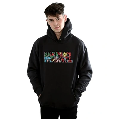Image of Marvel Comics Men&#039;s Logo Character Infill Hoodie Black XXX Large
