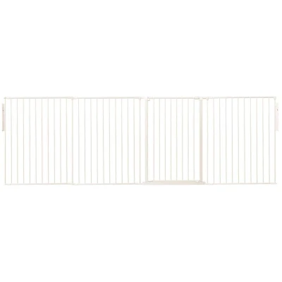 Image of Safetots Premium Extra Tall Room Divider, up to 298cm Wide, White, 105cm Tall, Multi Panel Flexible Barrier, Divider with Door for Baby and Toddler, Easy Installation