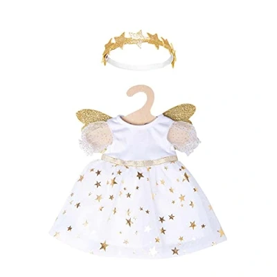 Image of Heless 2152 Dress for Dolls in Guardian Angel Design with Golden Wings and Star Headband, Size 35 45 cm