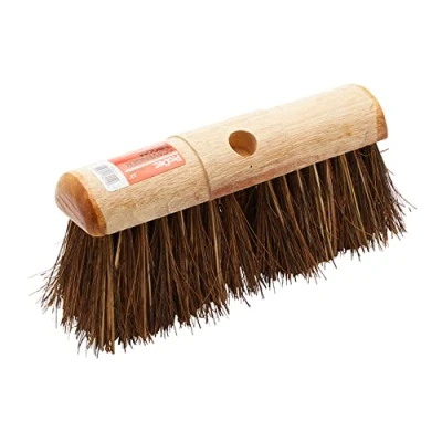 Image of ProDec 13&quot; Natural Palmyra Fibre Stiff Scavenger Broom Head for Heavy Duty Outdoor Sweeping