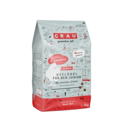 Image of GRAU Original Dry Dog Food Junior, Poultry, Pack of 1 (1 x 3 kg), Gluten Free, for Dogs from 4 Months