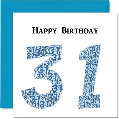 Image of Fun 31st Birthday Cards for Men Shapecloud Happy Card Dad Mum Son Daughter Brother Sister Uncle Auntie Cousin, 145mm x Greeting Cards,