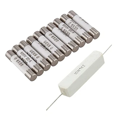 Image of Duendhd 10 Pieces 6mmx30mm 20A Faset Blow Ceramic Fuse Link 500V &amp; Pcs 1K Ohm 5% Cement Resistor 10W Watt
