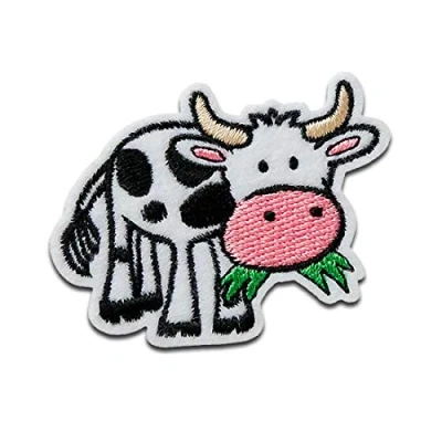 Image of Cow Animal Iron on Patches Adhesive Emblem Stickers Appliques, Size: 3,8 x 5,4 cm