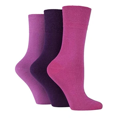 Image of 3x Pairs of Ladies Womens Gentle Grip Diabetic Socks Honey Comb Top/UK 4 8 Eur 37 42 (Pinks)