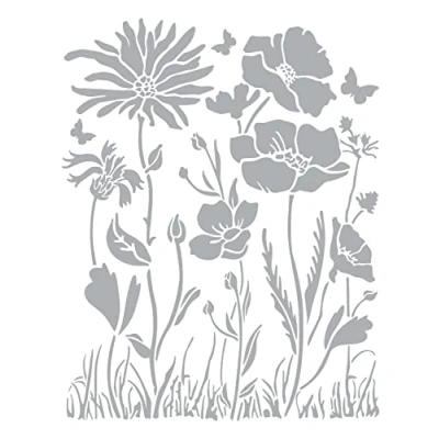 Image of Stamperia INTERNATIONAL, KFT Thick Stencil Atelier Poppy and Flower, 20 x 25cm