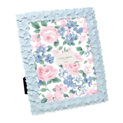 Image of Laura Ashley 8x10 Powder Blue Flower Textured Hand Crafted Resin Picture Frame w/Easel &amp; Hook for Tabletop Wall Display, Decorative Floral Design Home Décor, Photo Gallery, Art (8x10, Blue)